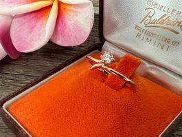 Solitaire Ring Silber Roségold vergoldet m. Zirkonia Gr 57