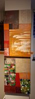 Gemälde Collage gross, warme Farben, handmade 50×150×4