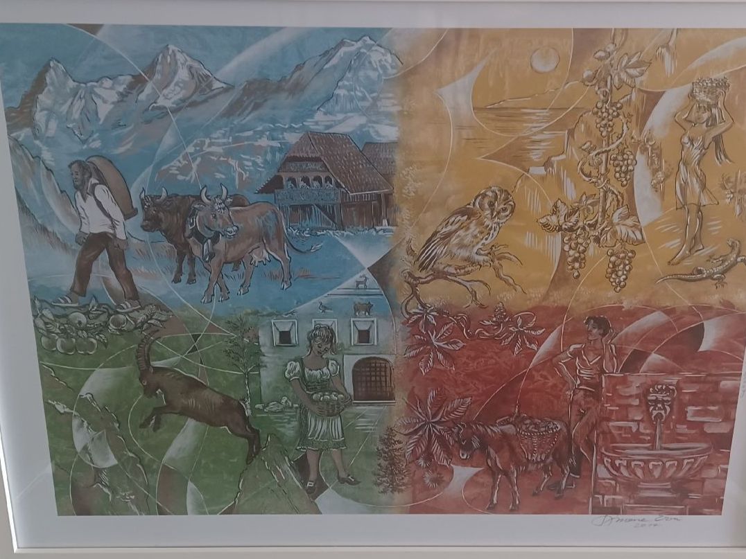Grafica & Litografie: Farb-Lithographie "Die Schweiz" von Simone Erni – Nuovo e nell'imballaggio originale da Horw venduto da Benny24 1