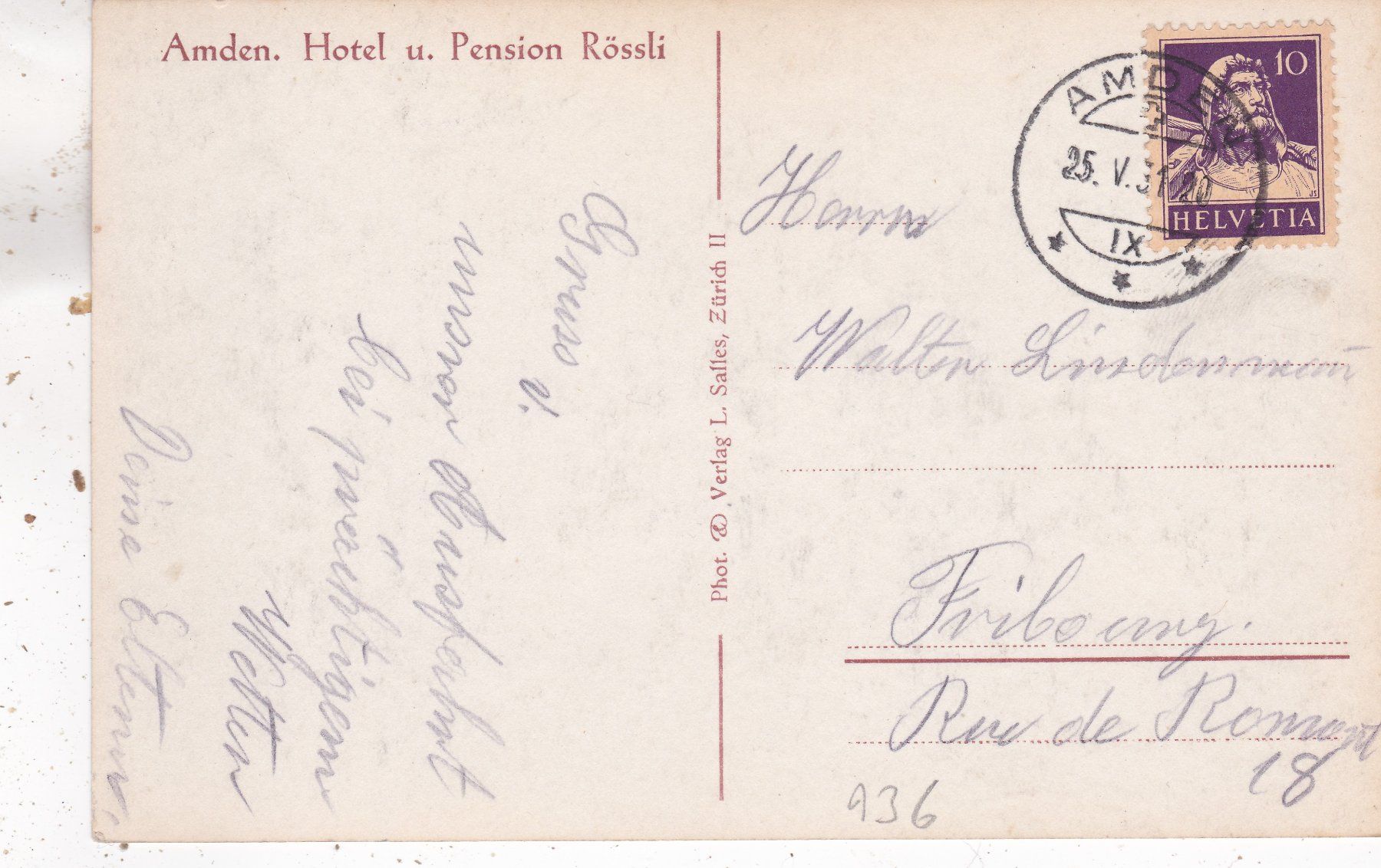 Ansichtskarten: Amden Hotel Rössli 1931 – Gebraucht aus Herisau von Lisegrat2008 1
