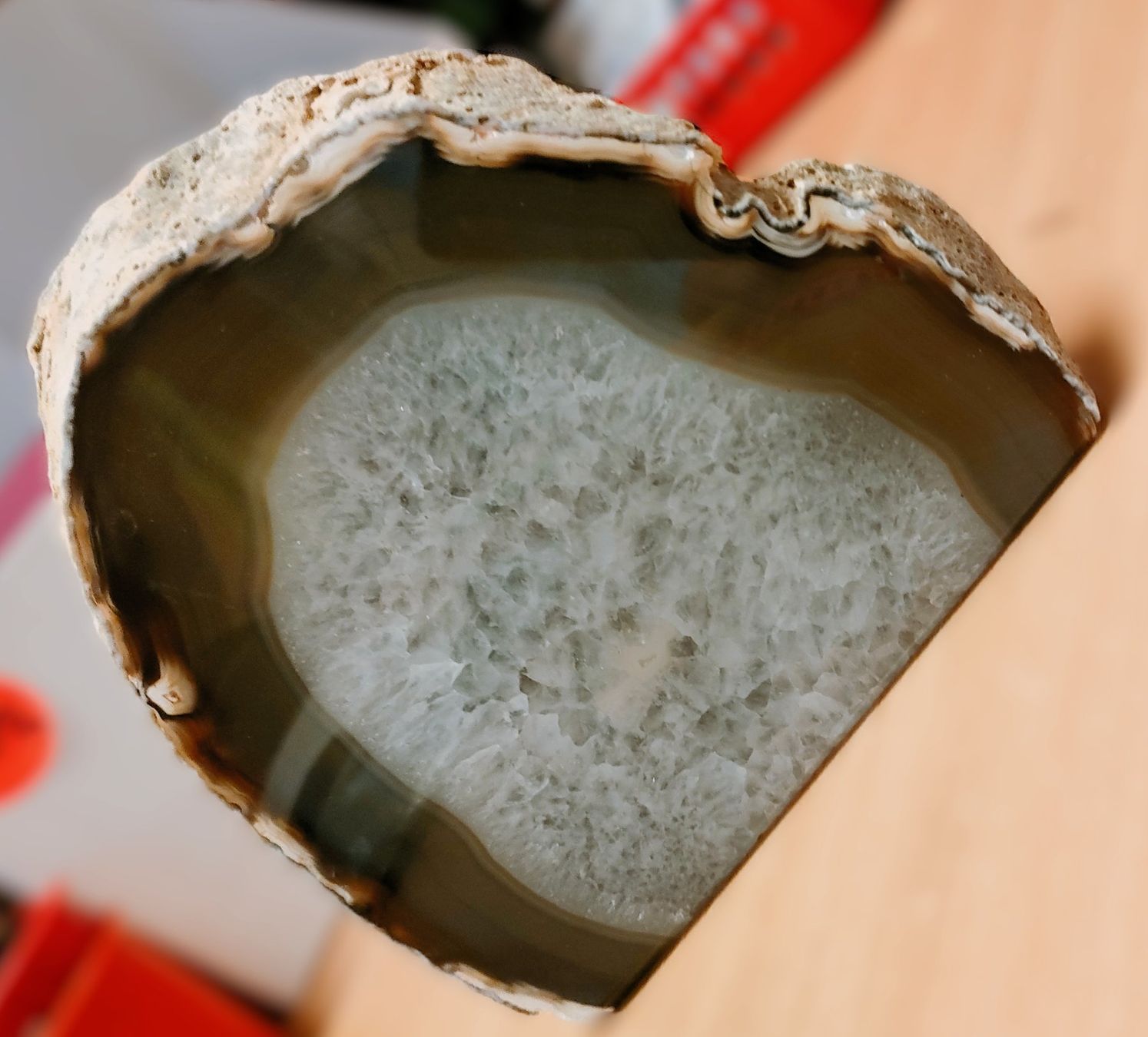 Mineralien & Heilsteine: Achatscheibe ca 16 cm breit mit Standfläche – Gebraucht aus Rheineck von han_c85z 3