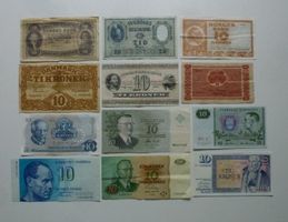 Skandinavien Lot 12 gebrauchte Banknoten