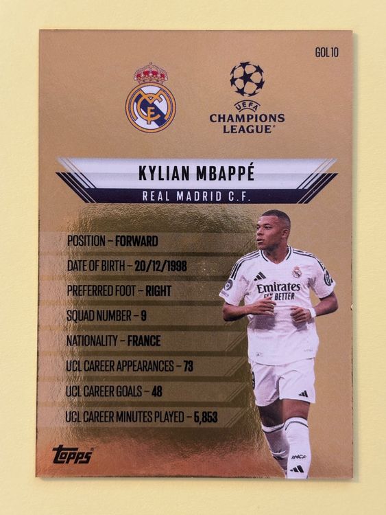 Match attax 2024/25 Extra Kylian Mbappé White Gold Limited (Gebraucht
