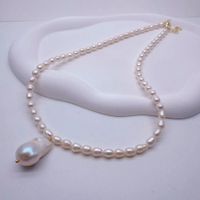 Mina weiss Perlen Halskette Echt Collier Perle blanc vrai