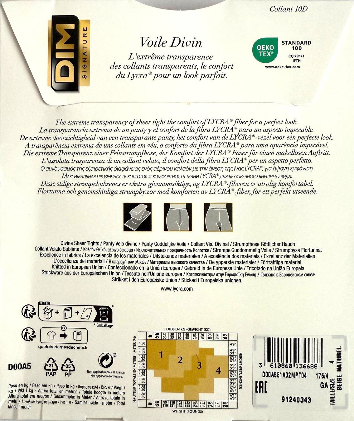 Dim Calze & Collant: Strumpfhose DIM Signature Voile Divin – Nuovo e nell'imballaggio originale da Menziken venduto da ABA60 1