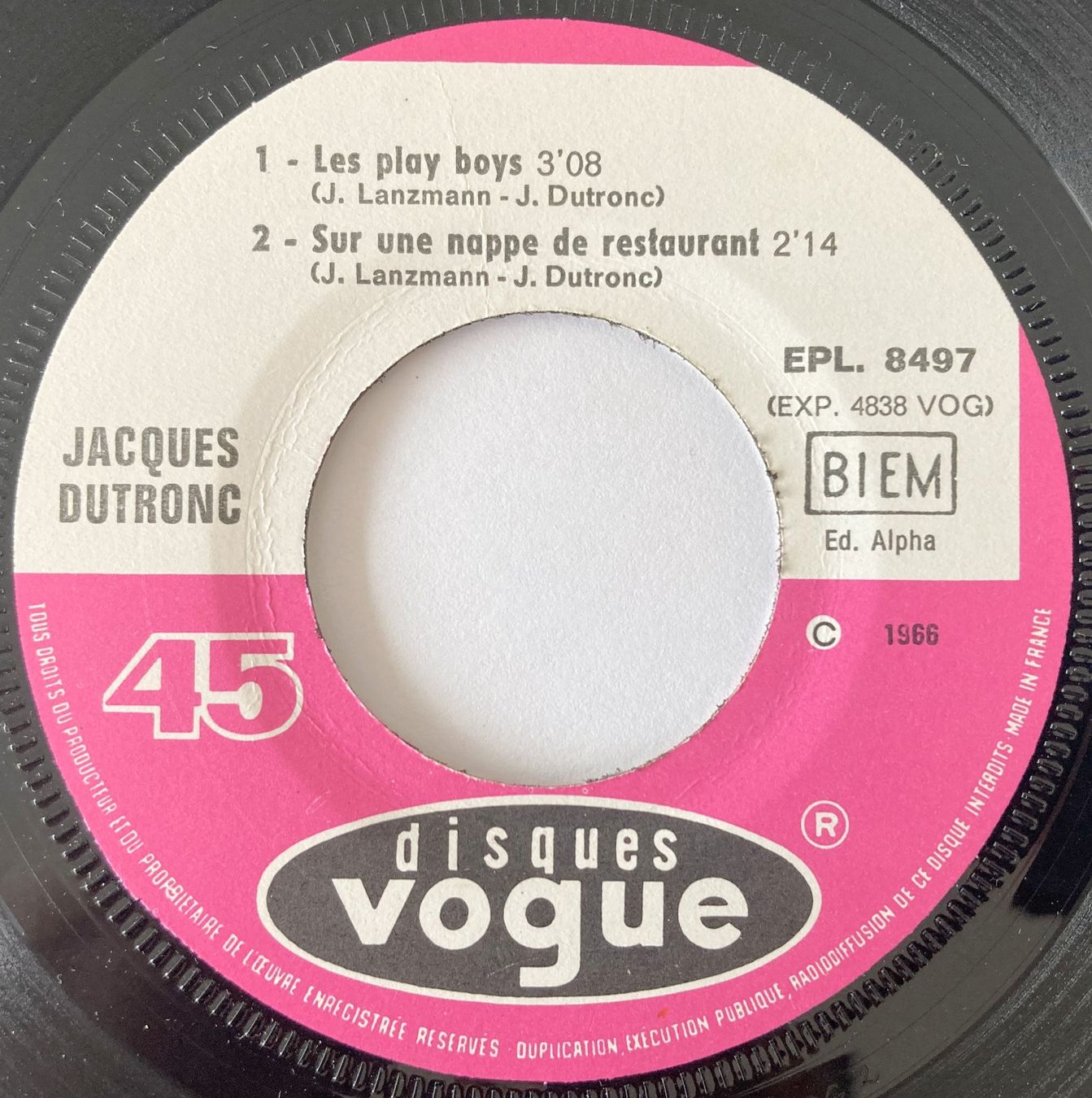 Dischi in vinile: JACQUES DUTRONC - LES PLAY BOYS – Usato da Bottens venduto da hotter-than-hell 2