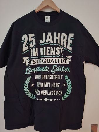 Schwarzes T-Shirt "25 Jahre im Dienst" Limited Edition Gr.XL
