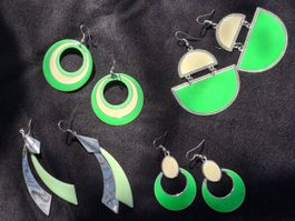 lot Schmuck, 4 paar Ohrhänger, Sommer Ohrringe, Grün