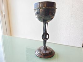 Ancien trophée de ski en métal argenté 