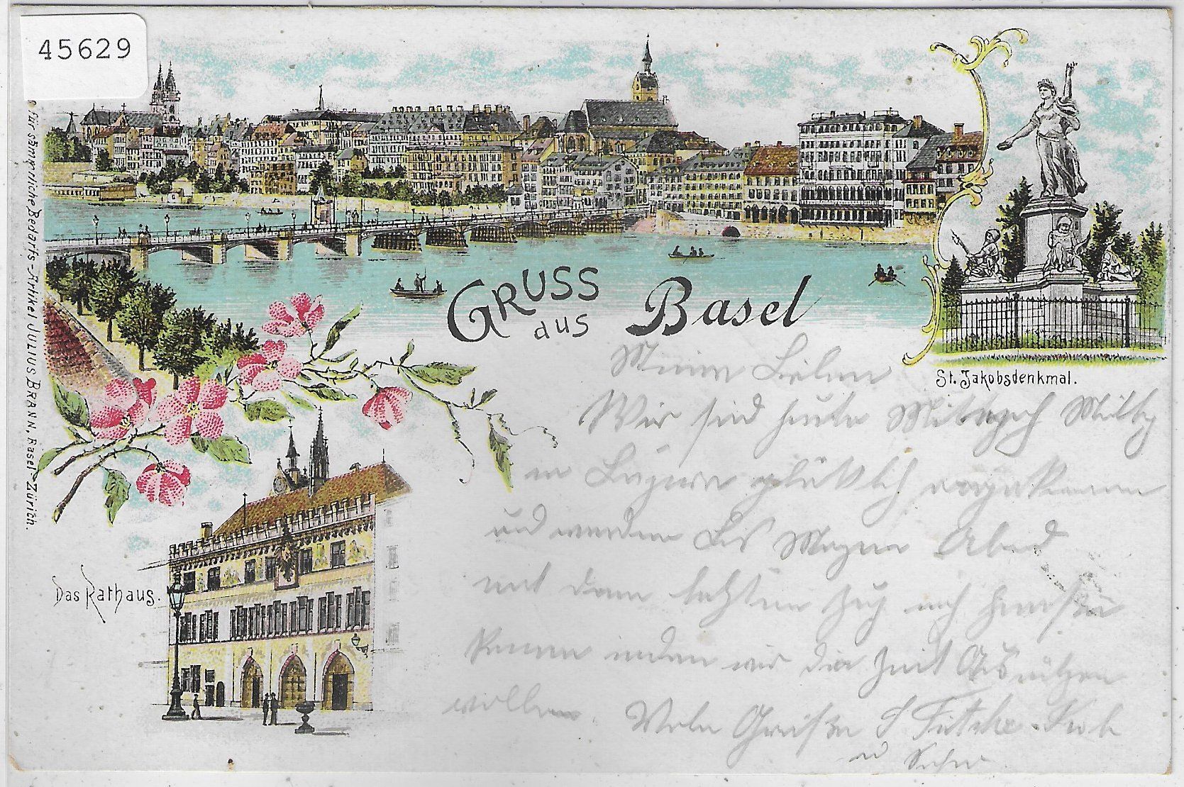 Cartoline postali: Gruss aus Basel - Litho 1902 – Usato da Ettingen venduto da Kartenplanet