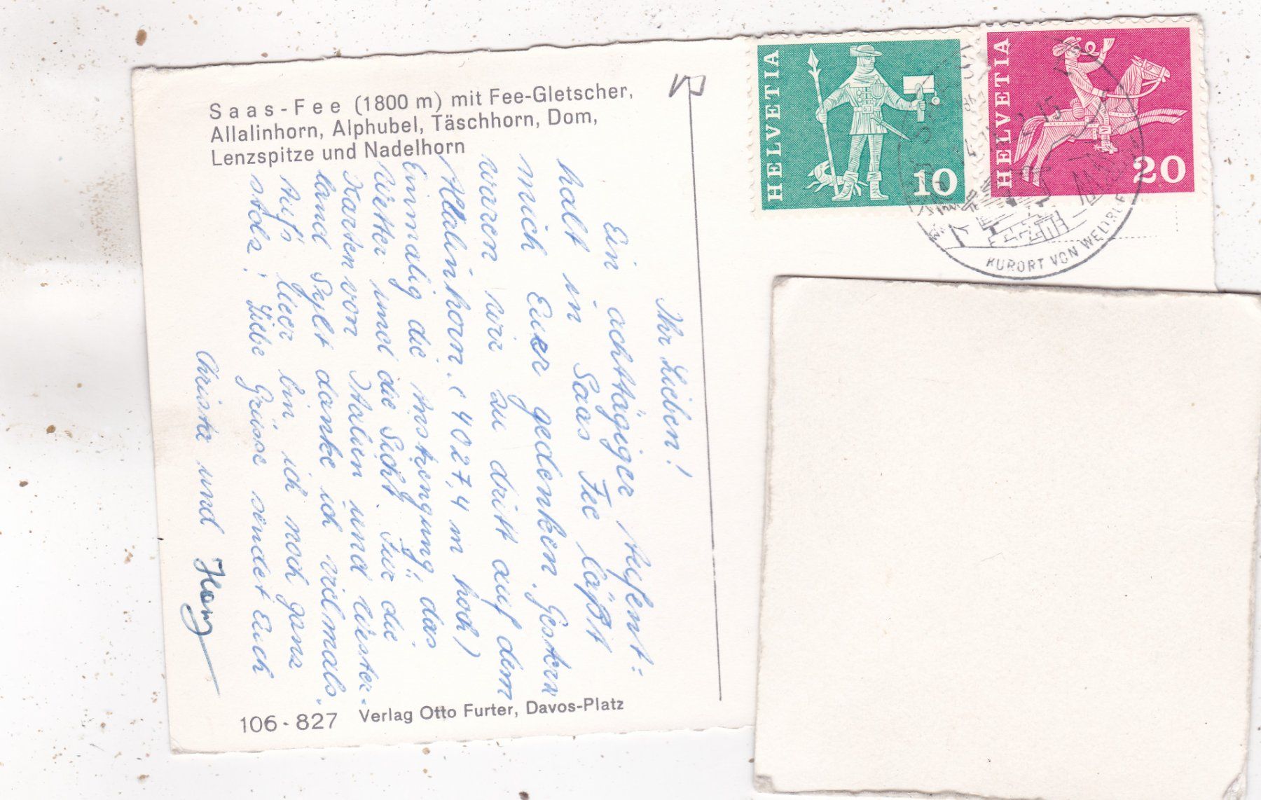 Cartoline postali: Saas-Fee mit Fee-Gletsher 1962 – Usato da Herisau venduto da Lisegrat2008 1