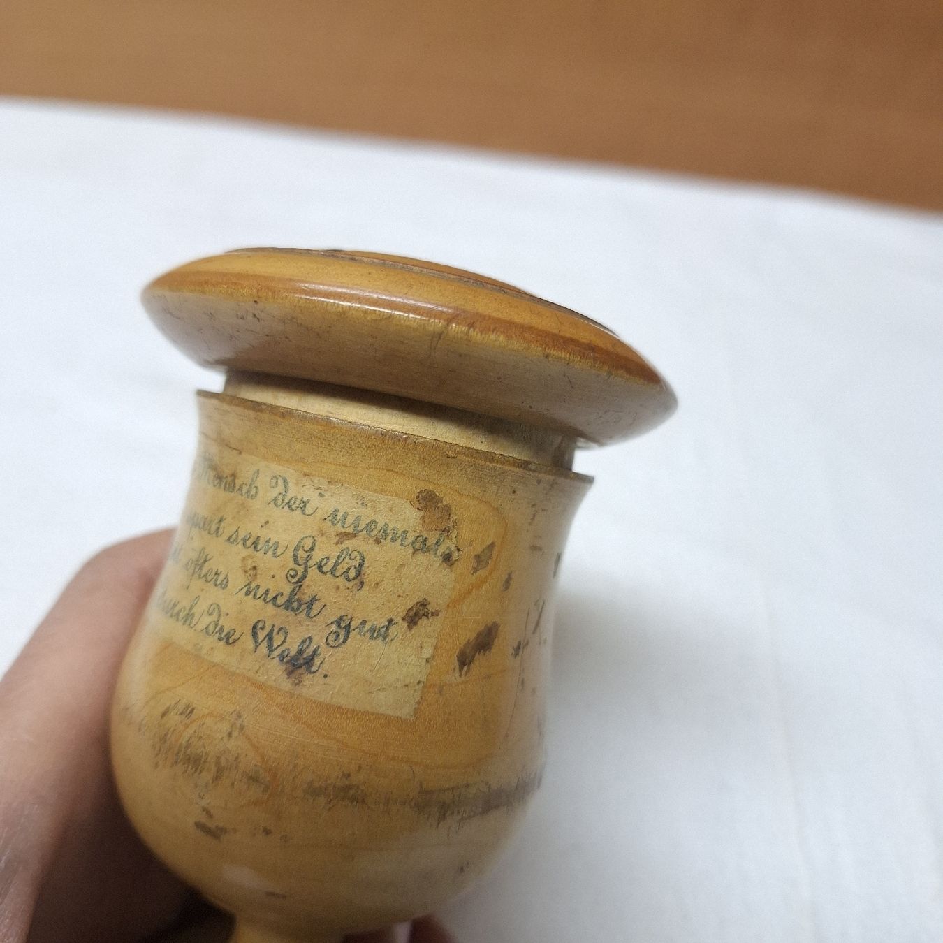 Spardosen: Antike Spardose Holz mit Bild, Spruch – Gebraucht aus Winterthur von Goldpipau 7