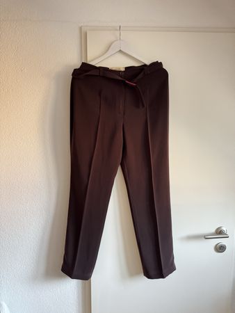 Caractère Brown Trousers, Belted, Made in Italy, Size 40