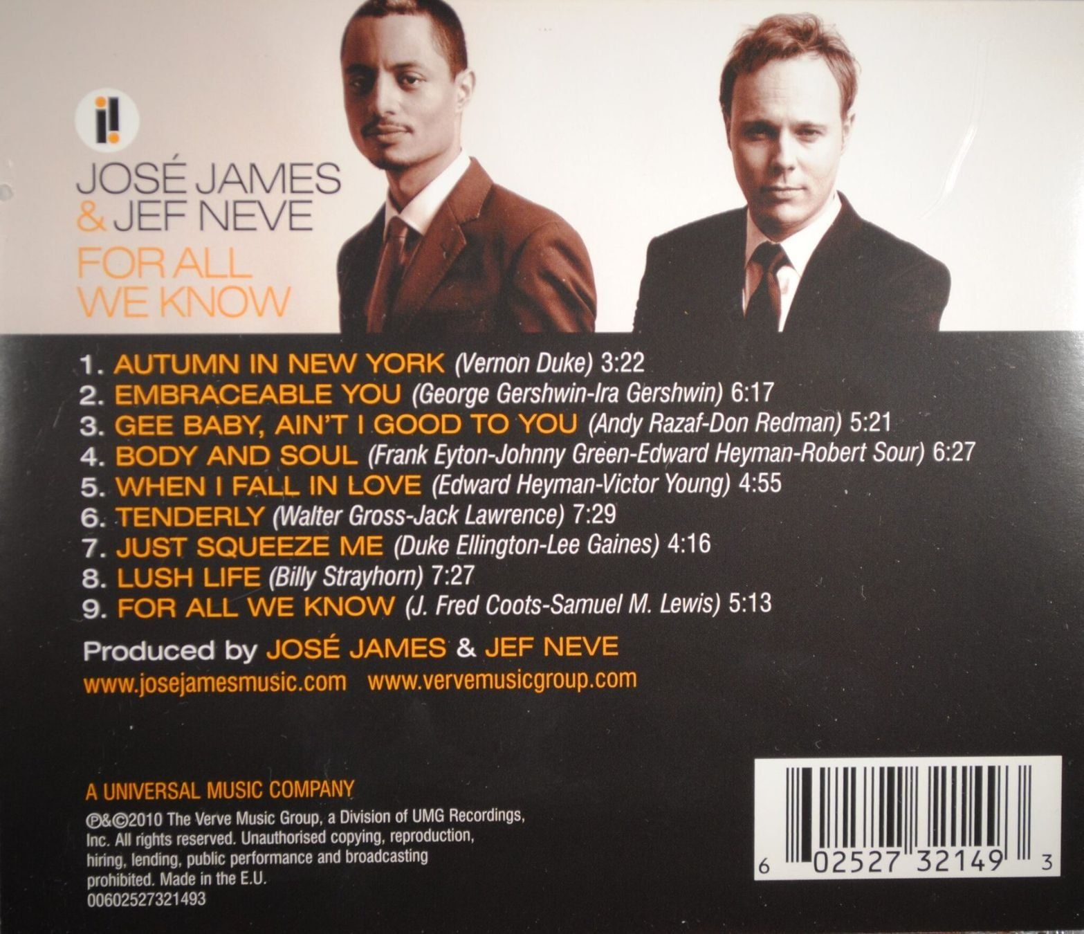 CD: José James [Impulse] & Jef Neve - For All We Know – Usato da Unterbäch venduto da laqug 1