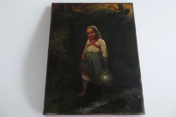 Dipinti: Gemälde - Mädchen mit Krug am Bächlein mit Rahmen – Nuovo (secondo la descrizione) da Zürich venduto da ursinas-shop 4
