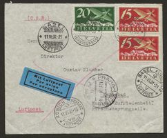 Flugpost Schweiz 1931 ZH BS Strassburg Prag Karlsba Luftpost