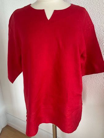 Cachet Damen Bluse, 100% Leinen, Gr. L, rot
