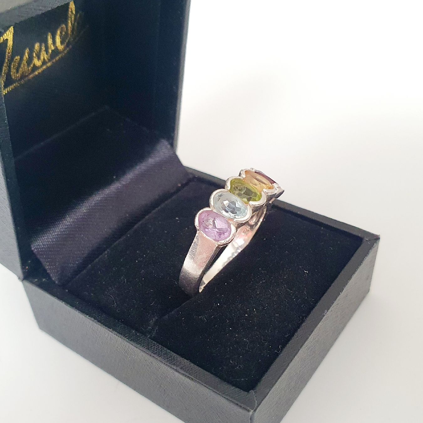 Anelli: Silberschmuck Ring mit 5 bunten Steinen Grösse 19,6 – Usato da Kreuzlingen venduto da Wunderkiste123 3
