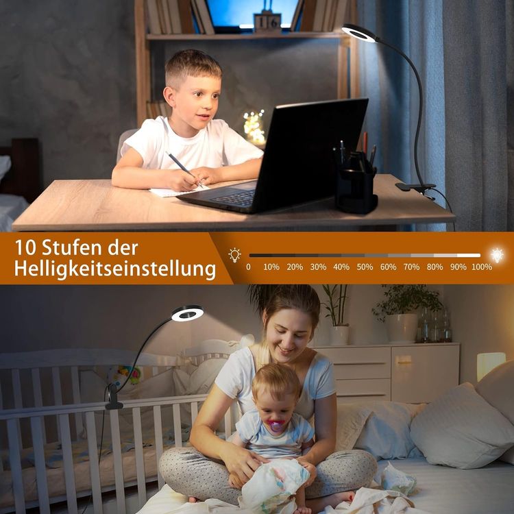 Produktbild von 10 LED Lupenleuchte Lupenlampe Faltbar Tischklemme Lupe Tischlupe E-106