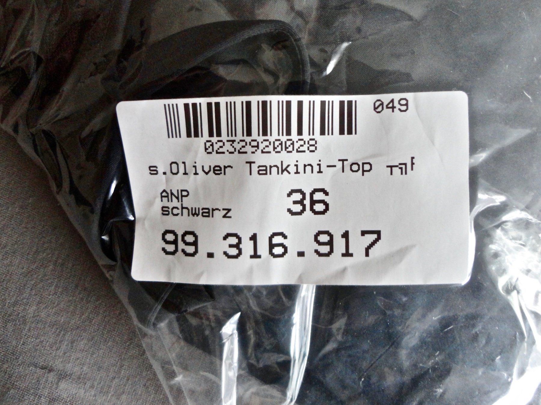 S.Oliver Costumi da bagno & Bikini: S.Oliver Tankini-Top, Schwarz Cup C/D 36 – Nuovo e nell'imballaggio originale da Dottikon venduto da Facehugger2012 2