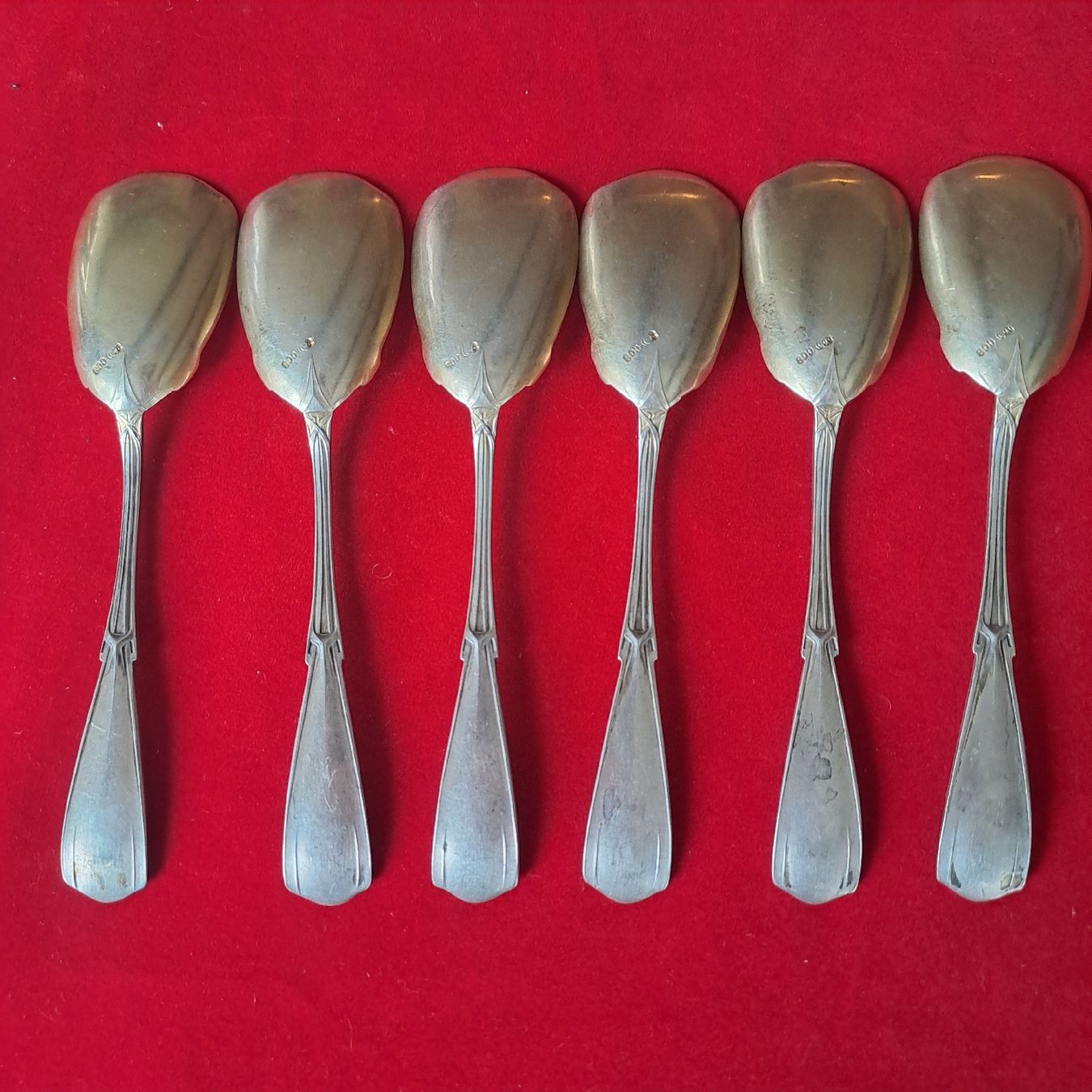 Cucchiai: Jugendstil Deutsche  6 Löffel Vergoldet  – Usato da Adliswil venduto da globill 1