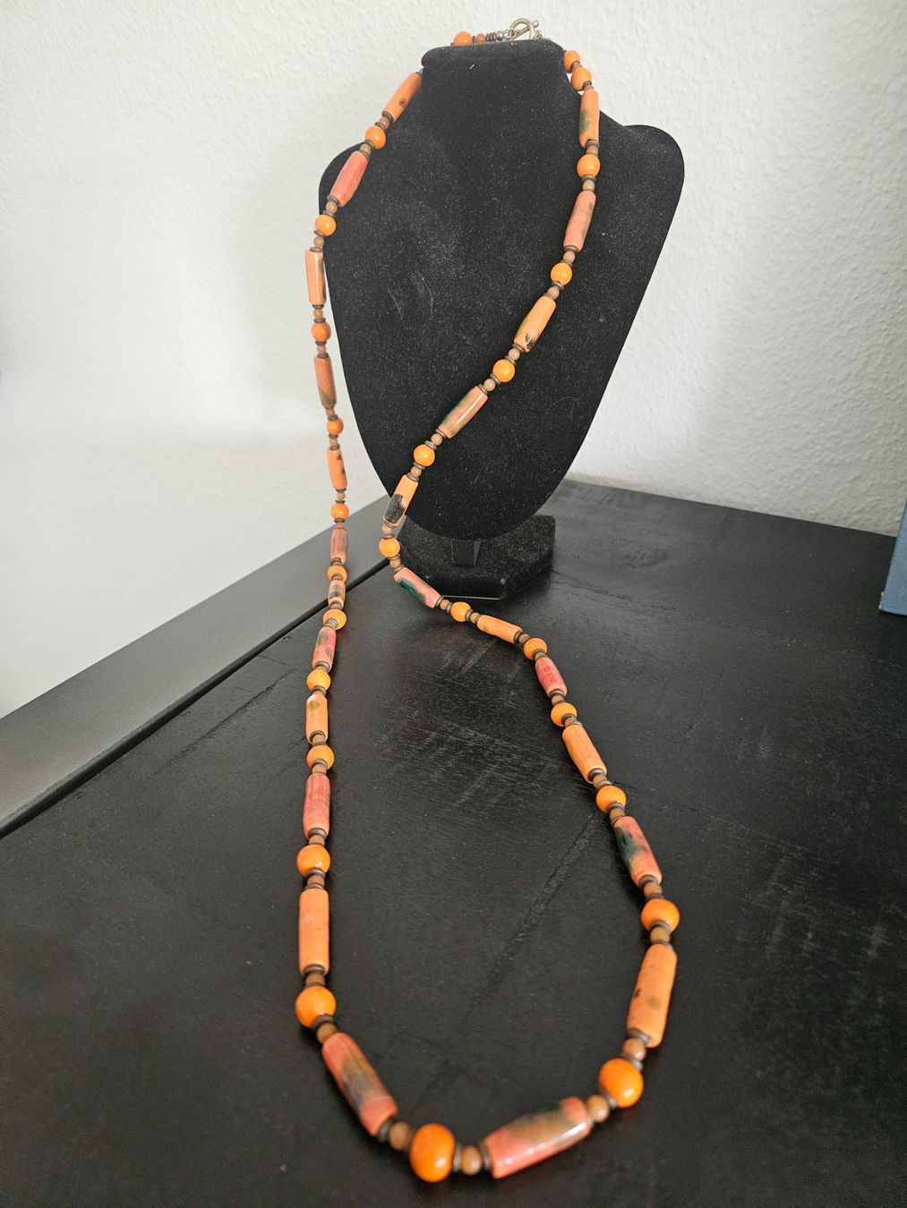 Catenine: Keramik Halskette Lang, Orange, Handarbeit, – Nuovo (secondo la descrizione) da Basel venduto da Anghkorwatt 1
