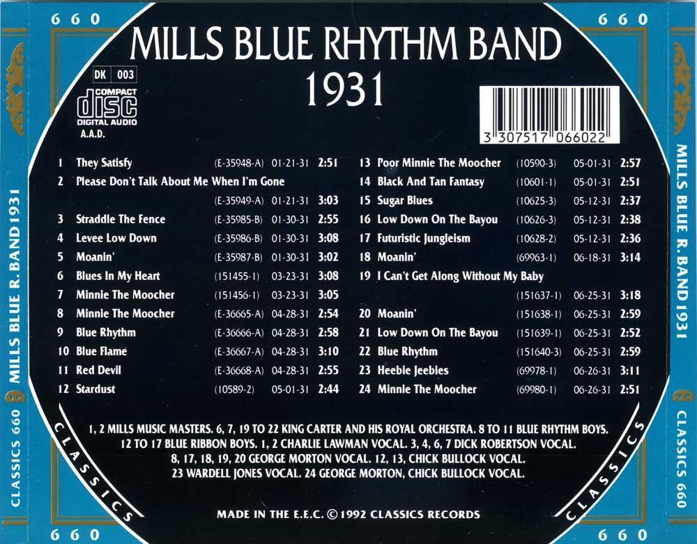 CDs: CD: Mills Blue Rhythm Band  "The chronogical...(Classics) – Gebraucht aus Hochfelden von mue_lhm9 3