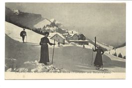 Alpenkurhaus Kräzerli am Säntis (AR) Skifahrer - um 1915