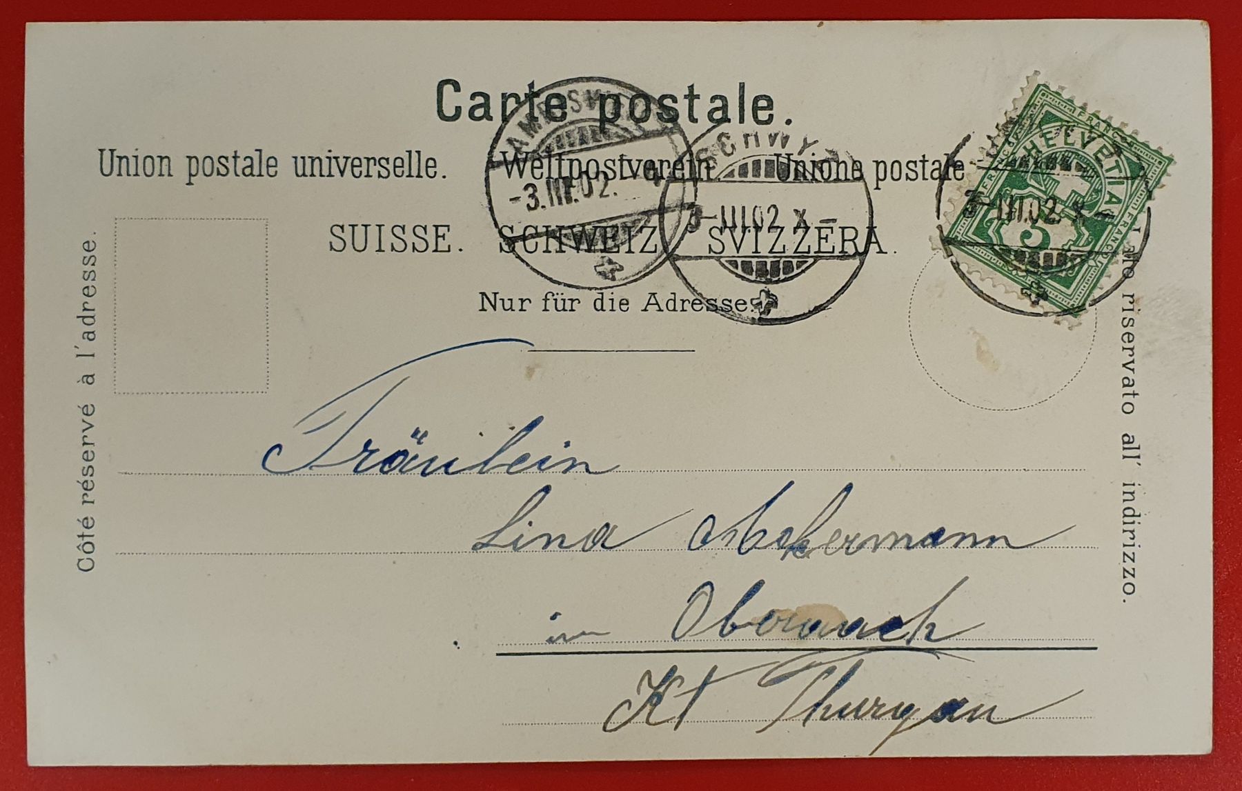 Cartoline postali: Gruss aus Schwyz 1902 – Usato da Kreuzlingen venduto da Rschweiz1 1