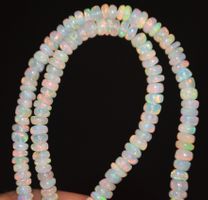 Halskette L-7627 – Äthiopische Opal Rondellen 40+5cm goldig