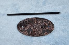 Neu! Kunstleder Haarspange mit Stab Boho Hippie