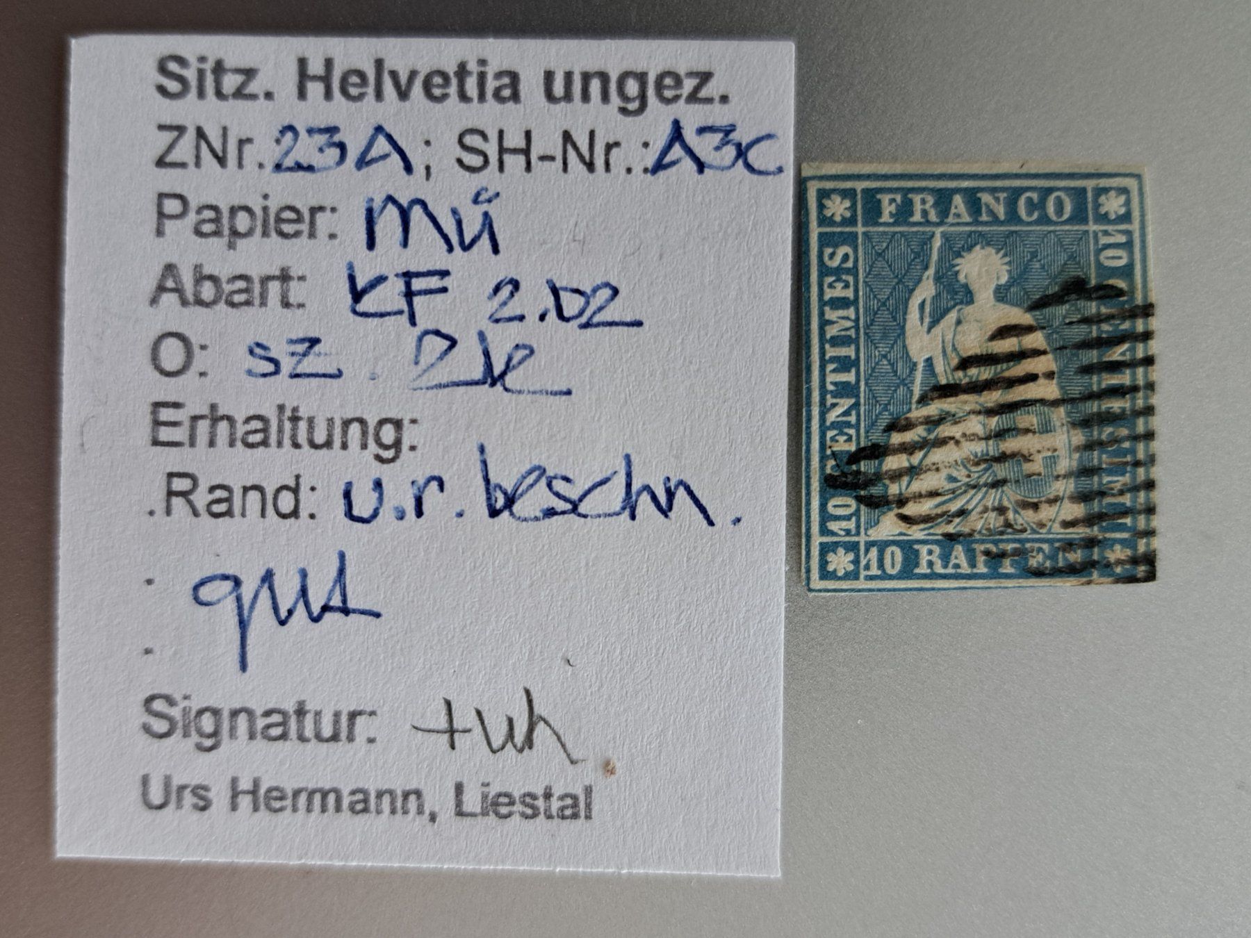 Tutti i francobolli: Strubel 23A mit Bestimmung und KF 2.02 – Usato da Bazenheid venduto da derdelorean01