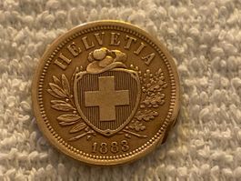 2 centimes/Rappen 1883