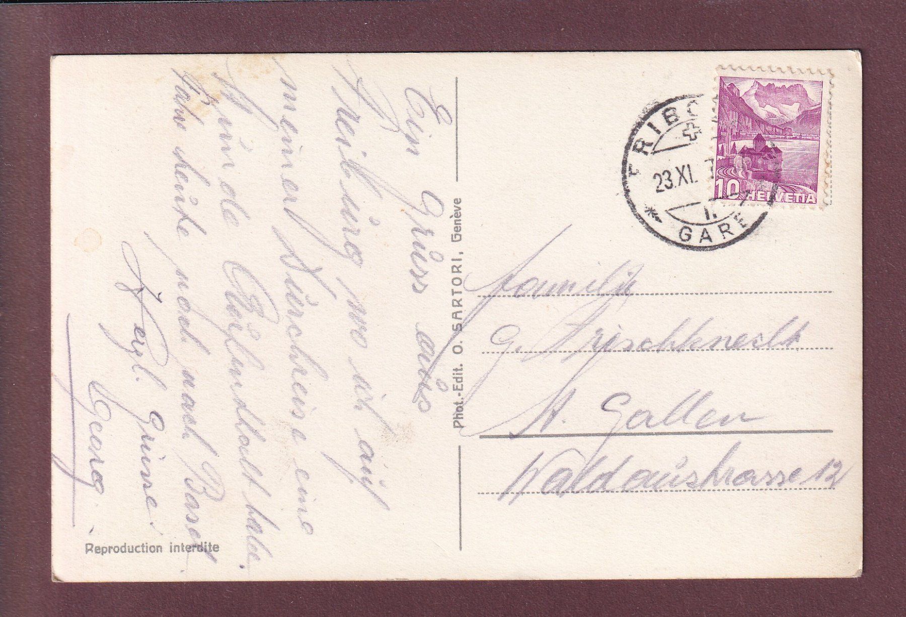 Cartes postales: FRIBOURG - Les fortifications - 1937 – D'occasion à Pully par nicecards 1