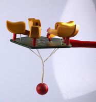 Holzspielzeug: 5 pickende Hühner