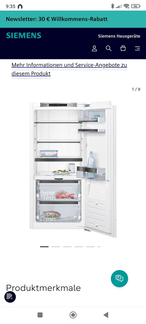 Réfrigérateurs: Siemens iQ700 Einbau Kühlschrank – D'occasion à Lauerz par fabsifabi