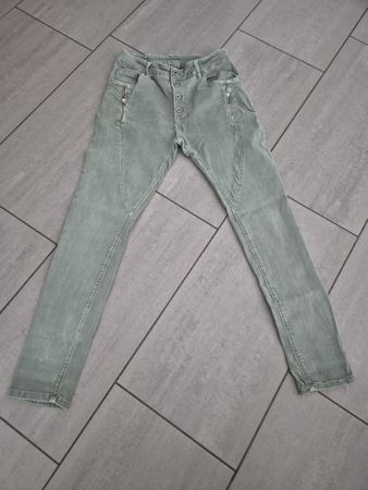 Jeans Damen, Gr. M / 38 – Khaki / Salbeigrün 