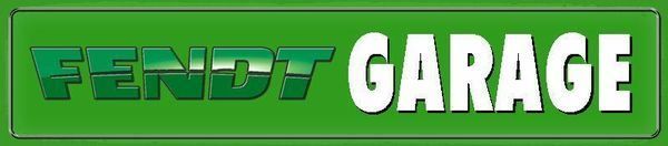 Fendt Schilder: Blechschild-FENDT GARAGE - 46 X 10 CM – Neu und originalverpackt aus Rupperswil von big-one-sale