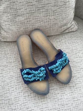 Sandales compensées bleues Antica Toscana, (taille - 38)
