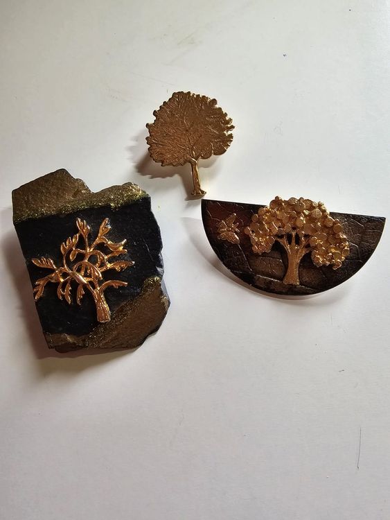 3-designer-broschen-goldene-b-ume-einzelst-cke-gebraucht-in