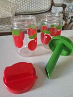 2 Glasbehälter mit Obstdekor Frankreich 1990, Vintage 