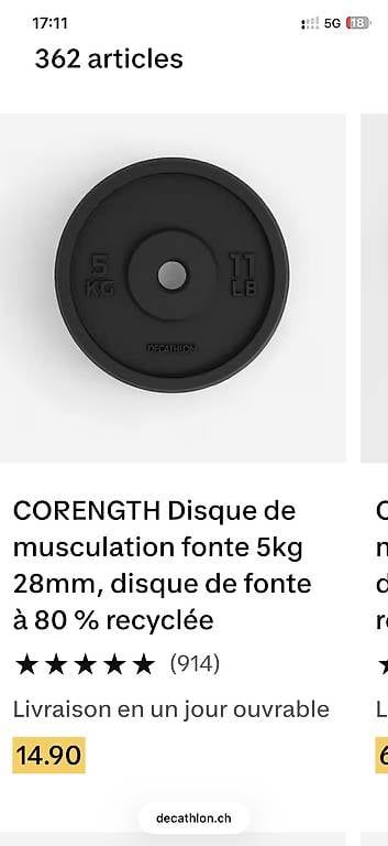 Manubri & Pesi: Kit musculation decatlhon 20kg + 10kg  – Usato da Ste-Croix venduto da Iligo 4
