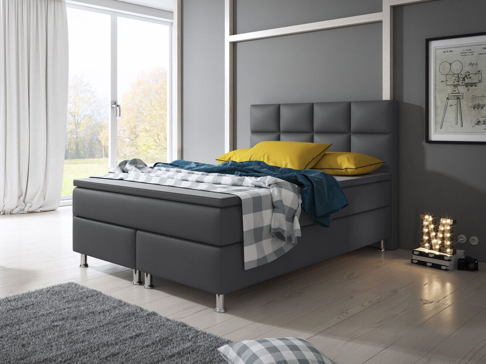 Letti: Boxspringbett 140x200 Anthrazit Hotelbett Bett – Nuovo e nell'imballaggio originale da Wallenwil venduto da toesstal-vertrieb