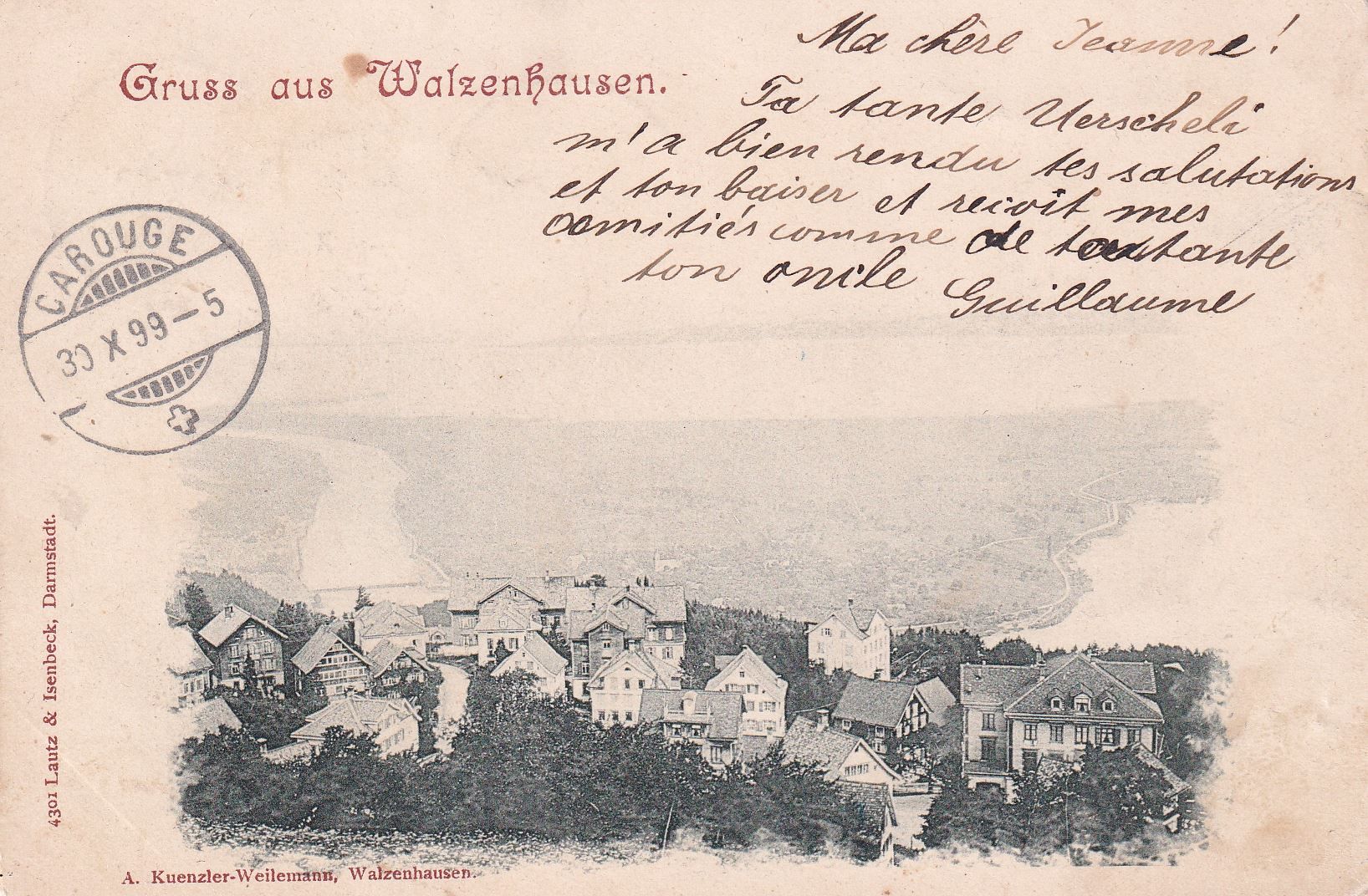 Ansichtskarten: Walzenhausen   AR           um 1899 – Gebraucht aus Brig von Valcards54