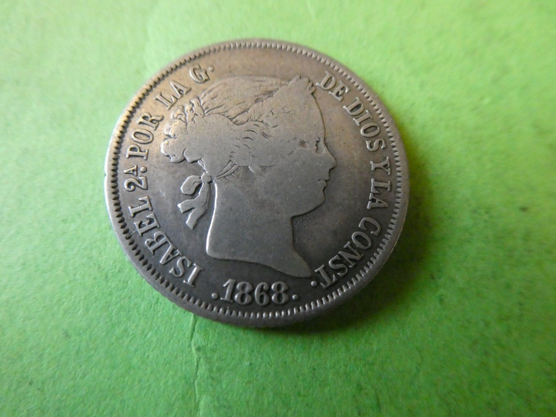 Tutti le monete: Spanien 1868, 40 Centavos   Silber – Usato da Hinterforst venduto da Rohusri