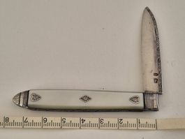 Messer Silber Perlmutt Früchtemesser Taschenmesser Vintage