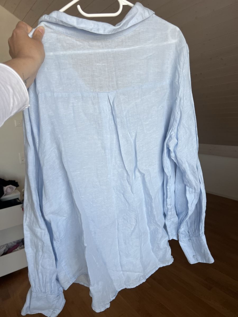 Blusen: Sommerliche leichte Leinenbluse, hellblau, Gr. L 40 / 42 – Gebraucht aus Langenthal von Alperose_5 1