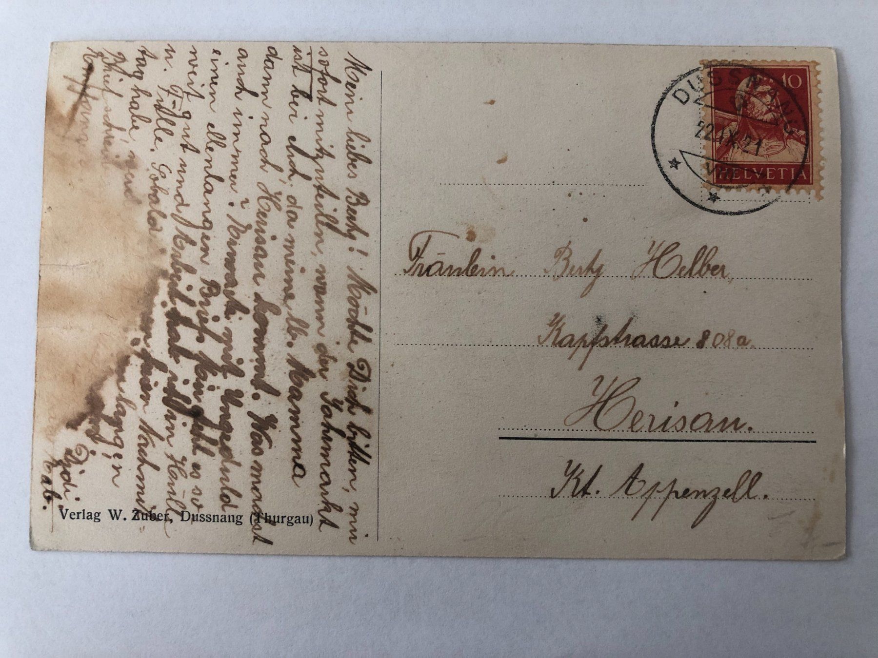 Cartoline postali: Gruss aus Dussnang 1921 – Usato da Pfäffikon ZH venduto da Waltoversand 1