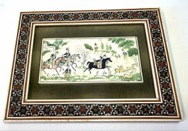 Persische Miniatur Emami signiert Khatam Rahmen Isfahan