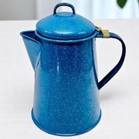 Cafetière vintage en métal émaillée bleue - 1 L